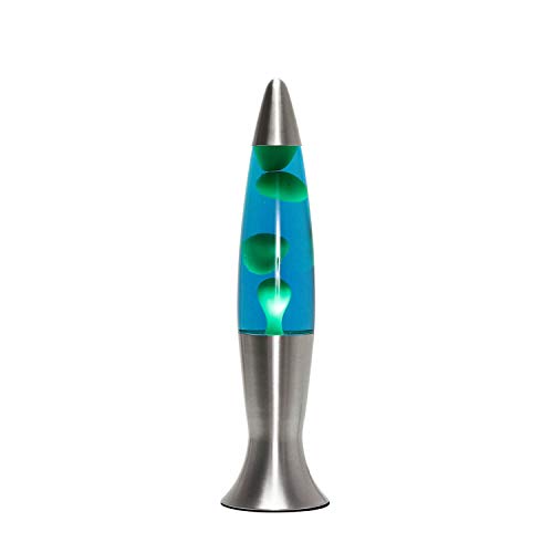 Easylight Lavalampe Aluminium Glas in Silber Blau Grün Wohnzimmer 40 cm hoch G9 inkl. Leuchtmittel Retro Tischlampe Jugendzimmer ANGELINA von Easylight