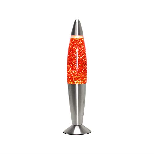 Easylight Lavalampe Glitter TIMMY Orange Silber H:36cm inkl. E14 Leuchtmittel Retro Design Glitzerlampe Jugendzimmer von Easylight