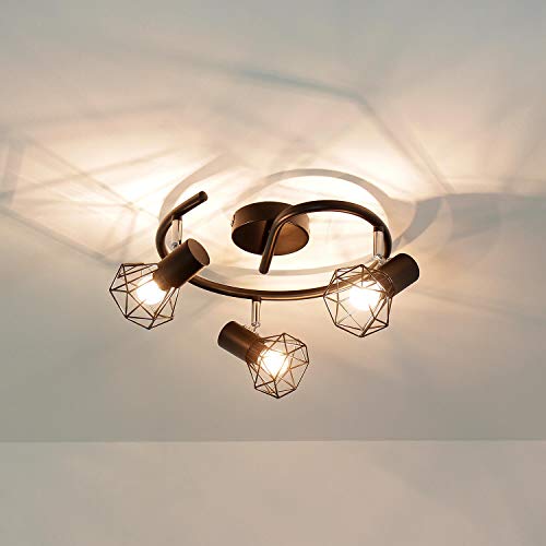 Easylight Deckenlampe mit 3 verstellbaren Spots Metall in schwarz 3x E14 kompakt Schlafzimmer Wohnzimmer Küche Flur Innen Deckenleuchte Spot Strahler von Easylight
