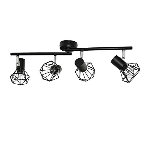 Deckenlampe mit 4 verstellbaren Spots Metall in schwarz 4x E14 länglich Schlafzimmer Wohnzimmer Küche Flur Innen Deckenleuchte Spot Strahler von Easylight