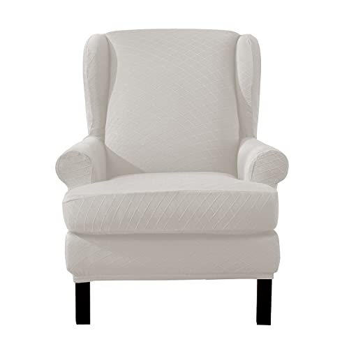 EBETA E Elastisch Sesselüberwürfe, Sesselbezug Ohrensessel Überzug Bezug Sesselhusse Stretch Husse für Ohrensessel (Weiß) von EBETA