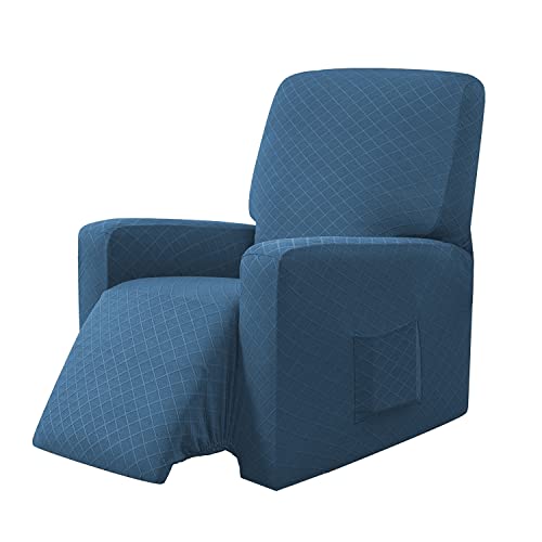 EBETA E Sessel-Überwürfe Sesselschoner, Stretchhusse für Relaxsessel Komplett, Schutzhülle aus elastischem Sessel Ohrensessel (Denimblau) von EBETA