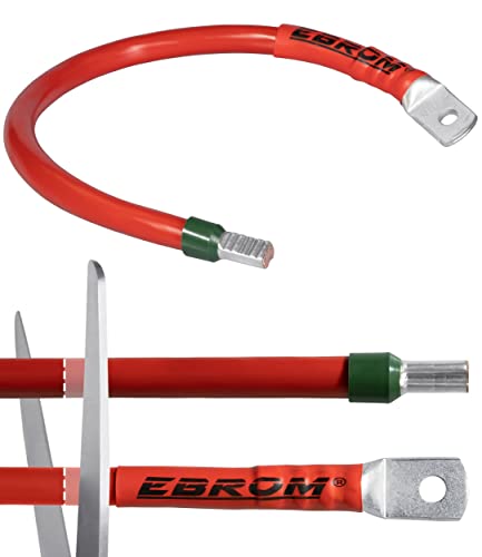 EBROM Batteriekabel Pluskabel 25 mm² rot, komplett, ab 30 cm bis 10 m, viele Längen + Ringösen/Kabelschuhe M6/M8/M10/M12 + Aderendhülse gegenüber, Ihre Auswahl 25 mm2, 30 cm Kabelschuh M8 + Hülse von EBROM
