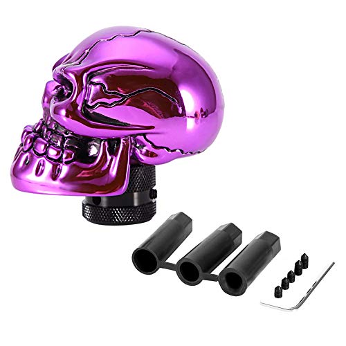 Purple Gear Stick-Auto Universal Schaltknauf Hebel, Skeleton Schädel Kopf Geändert Schaltknauf Stick Hebel Shifter(Lila) von EBTOOLS
