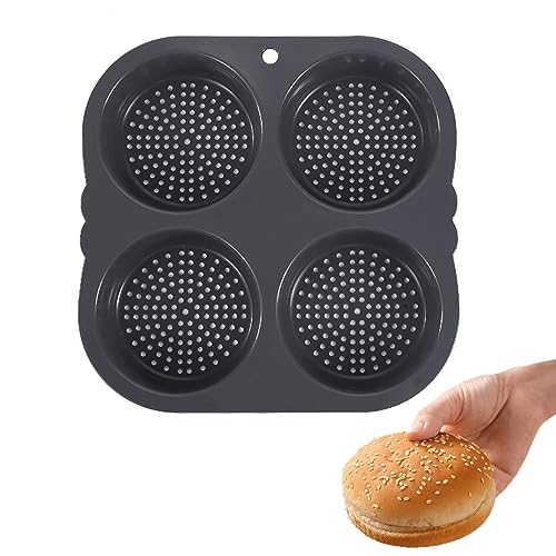 EBbels Burger Buns Backform Silikon, Muffinform Mit 4 Hohlräumen Nicht Stick Brot Backform, Wiederverwendbare Kichen Backwerkzeug Für Hamburger, Kuchen, Kuchen, Pudding von EBbels