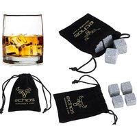 4er Whisky Steine Set aus Granit Wieder verwendbar Im hochwertigem Stoffbeutel - Echos von ECHOS