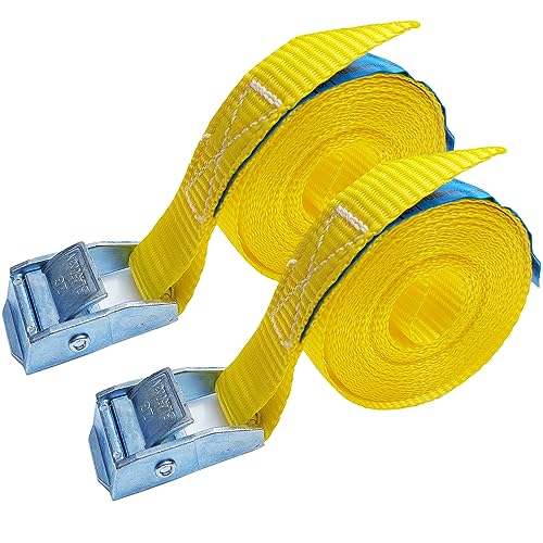 2 x Zurrgurt Klemmschloss 2,5 x 400 cm Spanngurt Gurtband Ladungssicherung (gelb) von ECI