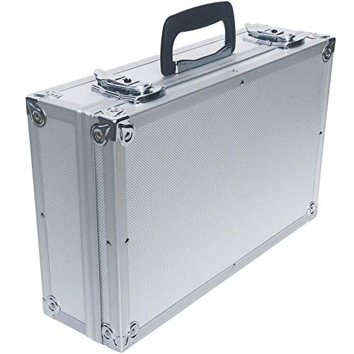 ECI® Aluminium Koffer Silber mit Würfelschaum Leer-Koffer Alukoffer Alu Box Werkzeugkoffer LxBxH 400 x 250 x 115 mm von ECI
