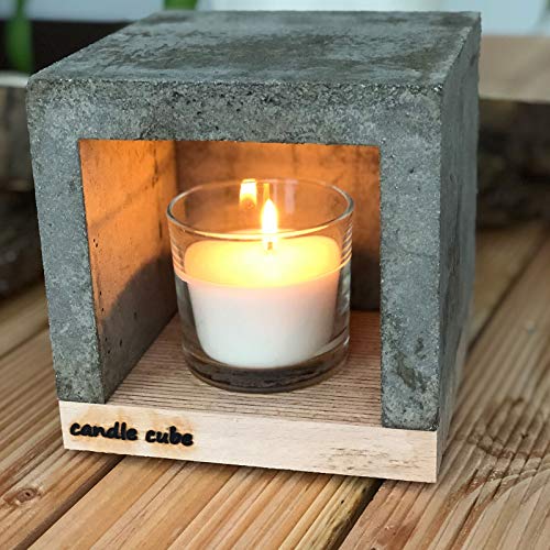candle cube© Kleiner Teelicht Tisch-Kamin Ofen Stövchen Kerzen-Heizung Teelichtofen Heizwürfel mit Duftkerze Soft Cotton von ECI