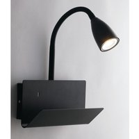 Flexible usb led Leselampe Schwarz, Wandleuchte mit Ablage & Ladefunktion von ECO-LIGHT