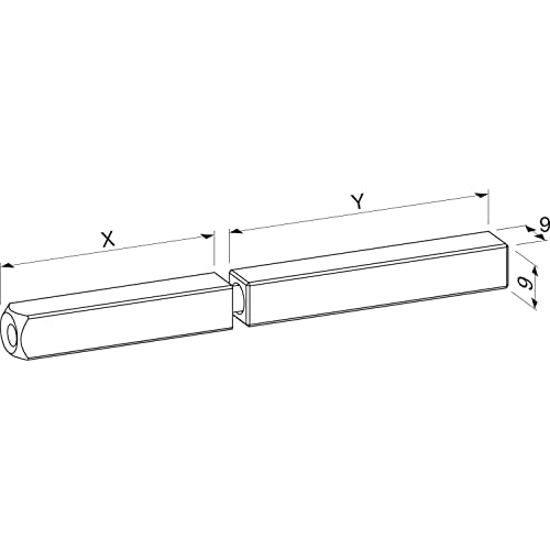 ECO Vierkantstift 9 mm geteilt 60/60 mm (Drückerstift) für Türgriffe, Türbeschlag Vierkant Stift, Stahl verzinkt von ECO
