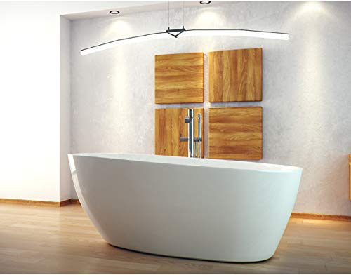 ECOLAM exklusive freistehende Badewanne Standbadewanne moderne Wanne freistehend Goya + Ablaufgarnitur Click Clack Design Mineralguss 142x62 cm glamour weiß von ECOLAM