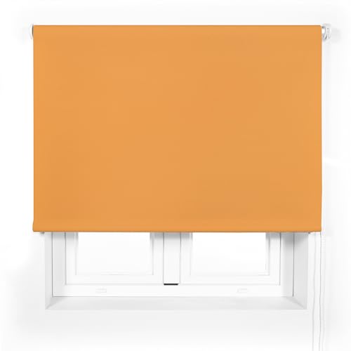 ECOMMERC3 | Rollo lichtdurchlässig nach Maß Premium Größe 120x240 - Rollo mit Röhre 38 mm und Stoffgröße 117x235 - Orange von ECOMMERC3