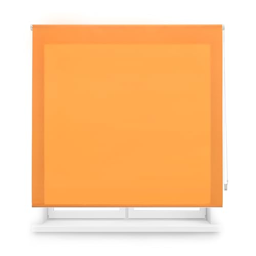 ECOMMERC3 | Transparentes Rollo nach Maß, 115 x 250 cm, einfache Installation, Stoffgröße 112 x 245 cm, Orange von ECOMMERC3