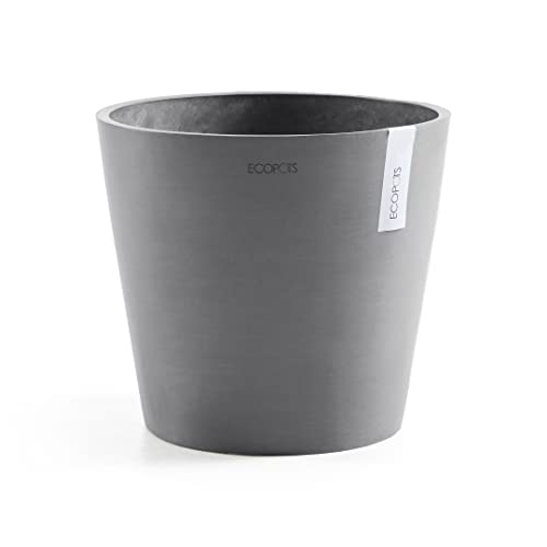 Ecopots Blumentopf Amsterdam Hell Grau - Durchmesser Ø 30 cm rund groß - Pflanzentopf aus Recycling Kunststoff - Übertopf modern für Indoor und Outdoor von Ecopots