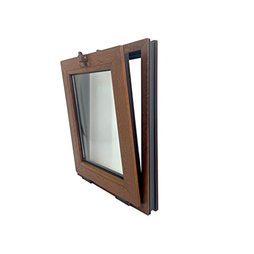 ECOPROF Kellerfenster | Gartenhaus Fenster | Kunststoff Fenster | Maße 50x60 cm (500x600 mm) | Farbe: Goldene Eiche (beidenseitig) | 52mm Profil von ECOPROF.eu