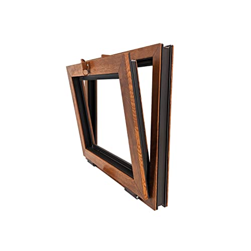 ECOPROF Kellerfenster | Gartenhaus Fenster | Kunststoff Fenster | Maße 60x50 cm (600x500 mm) | Farbe: Goldene Eiche (beidenseitig) | 52mm Profil von ECOPROF.eu