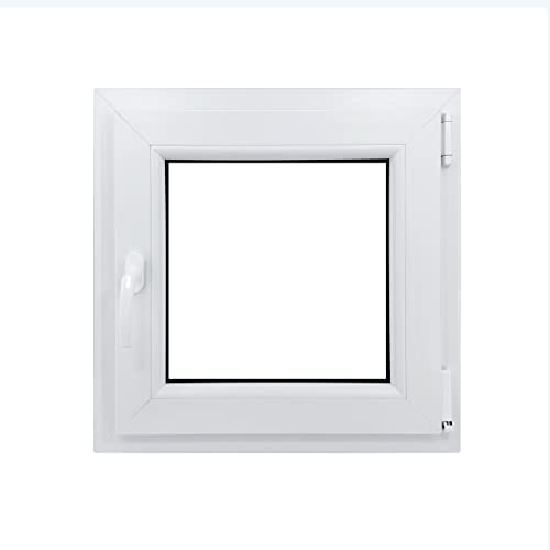 ECOPROF Kellerfenster | Langlebiges Kunststoff-Fenster | Maße 50x50 cm (500x500 mm) | Dreh-Kipp Fenster DIN Rechts | Farbe: Weiss | 70mm Profil von ECOPROF.eu