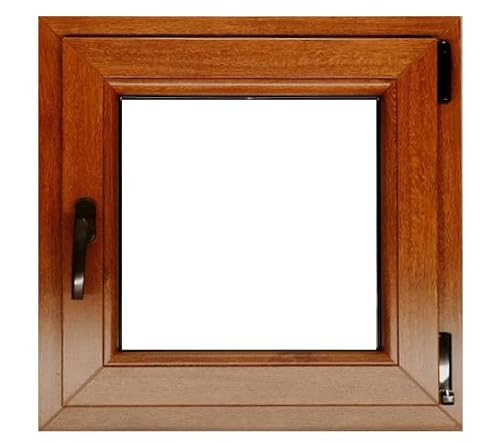 ECOPROF Kellerfenster | Langlebiges Kunststoff-Fenster | Maße 50x60 cm (500x600 mm) | Dreh-Kipp Fenster DIN Rechts | Farbe: Goldene Eiche (beidenseitig) | 70mm Profil von ECOPROF.eu
