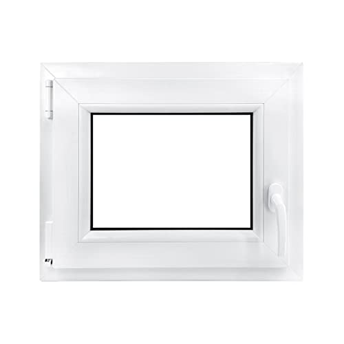 ECOPROF Kellerfenster | Langlebiges Kunststoff-Fenster | Maße 70x60 cm (700x600 mm) | Dreh-Kipp Fenster DIN Links | Farbe: Weiss | 70mm Profil von ECOPROF.eu