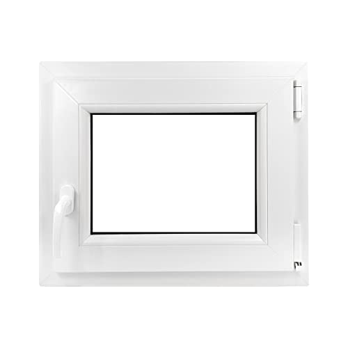 ECOPROF Kellerfenster | Langlebiges Kunststoff-Fenster | Maße 70x60 cm (700x600 mm) | Dreh-Kipp Fenster DIN Rechts | Farbe: Weiss | 70mm Profil von ECOPROF.eu
