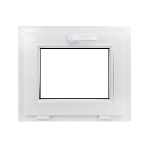 ECOPROF Kipp - Kellerfenster | Kunststoff Fenster | Gartenhaus Fenster | Maße: 40x40 cm (400x400 mm) | Farbe: Exterieur: Walnuss | Innen: Weiß | 70mm Profil von ECOPROF.eu