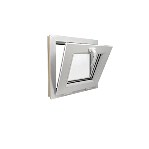 ECOPROF Kipp - Kellerfenster | Kunststoff Fenster | Gartenhaus Fenster | Maße: 40x40 cm (400x400 mm) | Farbe: Weiß | 70mm Profil von ECOPROF.eu