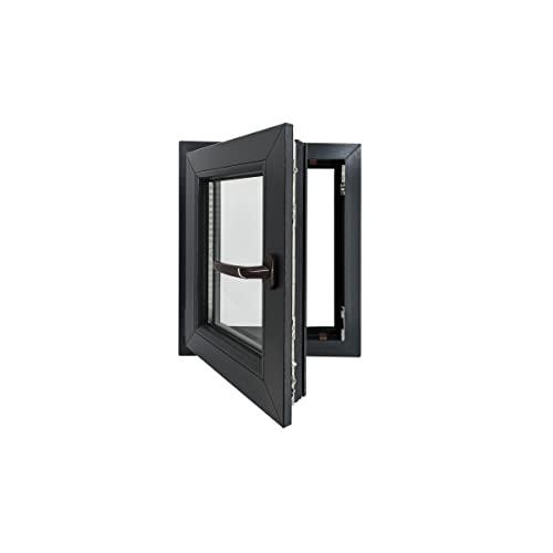 ECOPROF Kellerfenster | Langlebiges Kunststoff-Fenster | Maße 50x60 cm (500x600 mm) | Dreh-Kipp Fenster DIN Links | Farbe: Anthrazit (beidenseitig) | 70mm Profil von ECOPROF.eu