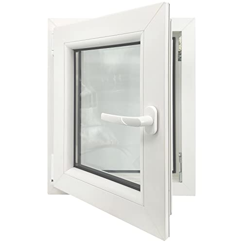 ECOPROF Kellerfenster | Langlebiges Kunststoff-Fenster | Maße 50x60 cm (500x600 mm) | Dreh-Kipp Fenster DIN Links | Farbe: Weiß | 70mm Profil von ECOPROF.eu