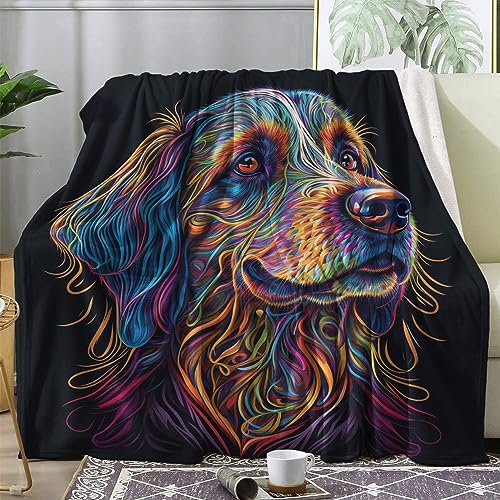 Kuscheldecke Flauschig Labrador, Decke Fleecedecke 130x160 Hunde, Flanell Sofadecke Blanket Kleine, Wohndecke Schlafdecke Winter Warm Weich, Deko Decken für Couch Bed von ECOTOS