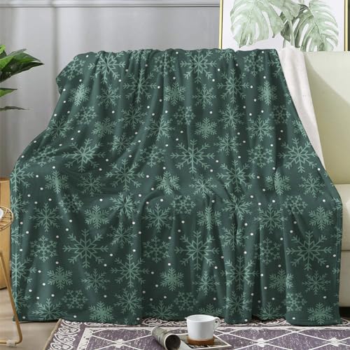 Kuscheldecke Flauschig Weihnachten, Decke Wolldecke 150x200 Schneeflocken, Flanell Sofadecke Blanket XL, Fleecedecke Wohndecke Schlafdecke Winter Warm Weich, Deko Decken für Couch Bed von ECOTOS