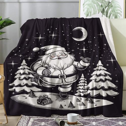 Kuscheldecke Weihnachten Flauschig Decke 130x160 Weihnachtsmann Fleecedecke Sofadecke Couchdecke, Flanell Decken Blanket, Kleine Wohndecke Winter Warm Weich von ECOTOS