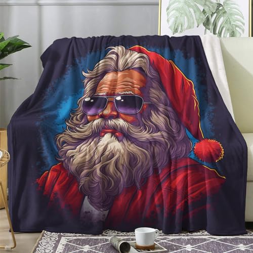 ECOTOS Kuscheldecke Weihnachten Flauschig Decke 150x200 Weihnachtsmann Fleecedecke Sofadecke Couchdecke, Flanell Decken Blanket, Große XL Wohndecke Winter Warm Weich von ECOTOS