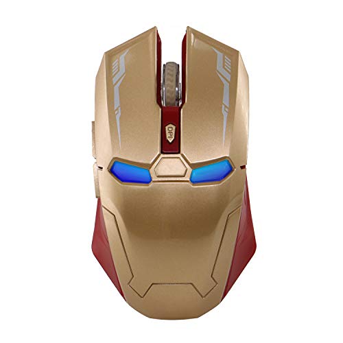 ECOiNVA Iron Man Kabellose Maus mit unsichtbarem Infrarotlicht und Dekorlicht für Laptop Desktop Computer Maus (Gold) von ECOiNVA
