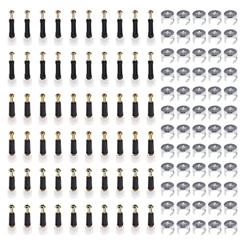 ECSiNG 60 Stück Möbelverbindungsstücke mit Dübel, Nockenschloss, Verbindungsstücke, Möbelbefestigung, Schrauben, Mutter für Kleiderschrank, Schrank, Schublade, 3-in-1 Hardware-Verbinder von ECSiNG