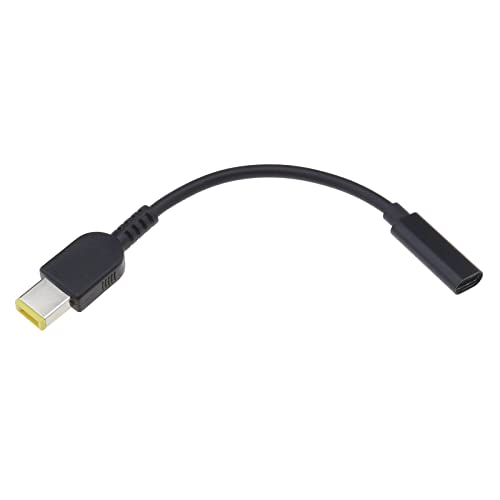 ECSiNG Typ-C auf DC Schnellladekabel 11 x 4,5 mm PD Power Charging Conversion Line Kompatibel mit Thinkpad Square Interface Laptop 65W Power Connecter Adapter, 15 cm Schwarz von ECSiNG