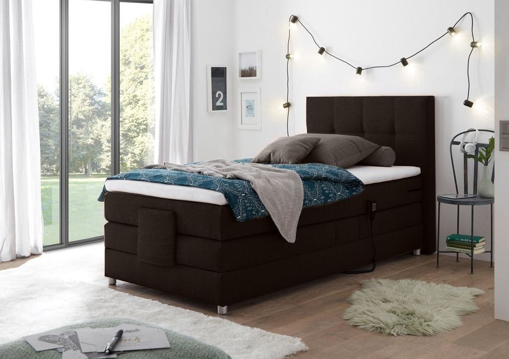 ED EXCITING DESIGN Boxspringliege (100 x 200 cm, Manolo), Braun von ED EXCITING DESIGN