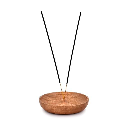 EDHAS Acacia Wood Round Incense Holder and Ash Catcher for Home Décor, Home,Office,Club, Aromatherapy (12.7cm x 12.7cm x 2.54cm) von EDHAS