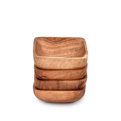 EDHAS Acacia Wood Snack Bowl Set of 3 Wooden Serving Bowls for Nuts, Appetizer, Condiments, Snacks, Fruit Gift Pack, Houesewarming Gifts (10.16cm x 10.16cm x 3.81cm) von EDHAS