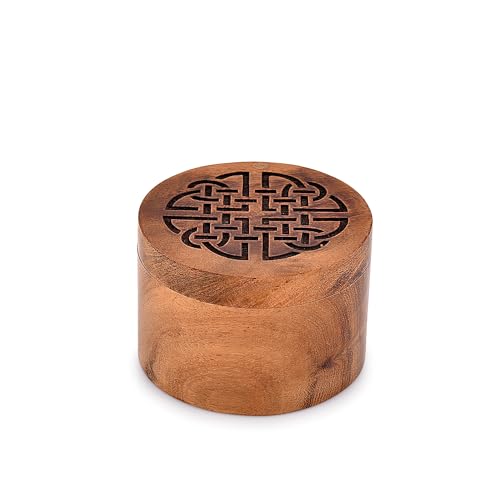 EDHAS Gewürzkeller Akazienholz Gewürzbox mit Drehdeckel, Salzbehälter, Holzglas für Küche, perfekt für die Aufbewahrung von Tafelsalz, Gourmet-Salz (8,89 cm x 8,89 cm x 6,35 cm) von EDHAS