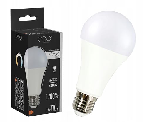 EDO, MARI LED-Lampe 17W 4000K Neutralweiß NW 1700lm nicht dimmbar, led e27 4000K, e27, sparlampen, led lampen glühbirne, sparlampe e27 1 Stück, EDO777504 von EDO