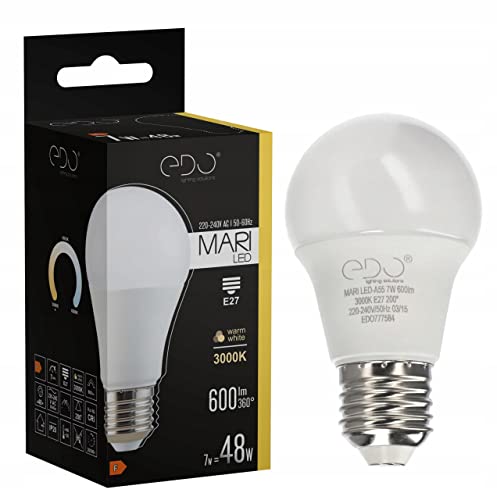 EDO, MARI LED-Lampe 7W 3000K warmweiß WW 600lm, led e27 3000k, e27 led warmweiss, sparlampen, led lampen glühbirne, EDO777584 von EDO
