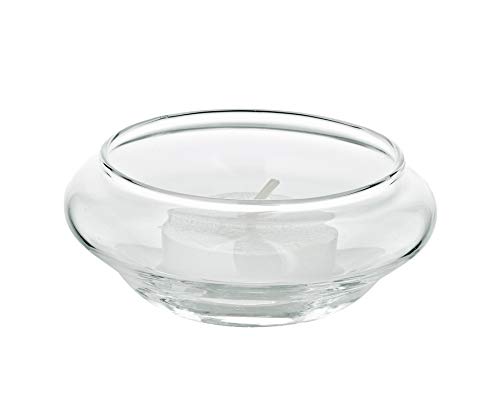 EDZARD 4er Set Schwimm Teelichter (Ø 8 cm, H 4 cm) aus Glas - Teelichthalter, Kerzenhalter, Glas für Teelicht, Windlicht - Deko Kerzen, Tischdeko, Wohnzimmer Deko - Geschenke für Eltern von EDZARD