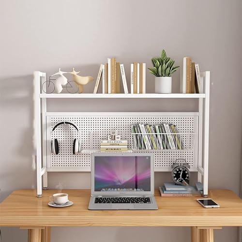 Desktop-Bücherregal Desktop-Regal – Büro-Schreibtisch-Bücherregal, Desktop-Bücherregal für Computertisch, freistehendes Aufbewahrungsregal, verstellbares Aufbewahrungsregal (Farbe: Weiß 2 Jahre, S (W von EESHHA
