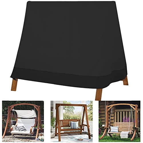 EEUK Hollywoodschaukel Abdeckung Spitzdach Wasserdicht, 3-sitzer Hollywoodschaukel Schutzhülle mit Kordelzug, Gartenschaukel Abdeckplane 210D Oxford-Tuch 183 x 139 x 170cm (Color:Schwarz) von EEUK