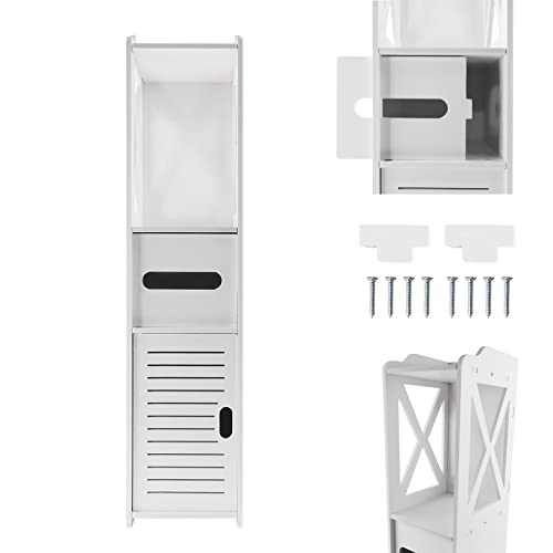 EFAN Badezimmermöbel, wasserdicht, 3 Ebenen, 18 x 20 x 80 cm, schlank, weiß, Schlafzimmerschrank auf Fuß von EFAN