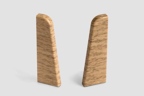 EGGER Endstück Sockelleiste Eiche rotbraun für einfache Montage von 60mm Laminat Fußleisten | Inhalt 2 Stück | Kunststoff robust | Holz Optik natur von Egger