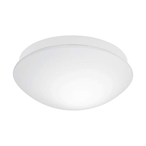 EGLO Deckenlampe Bari-M, Deckenleuchte mit Bewegungsmelder und Tageslichtsensor, Badezimmer Lampe aus Glas und Kunststoff in Weiß, Flurlampe Decke mit E27 Fassung, IP44 von EGLO