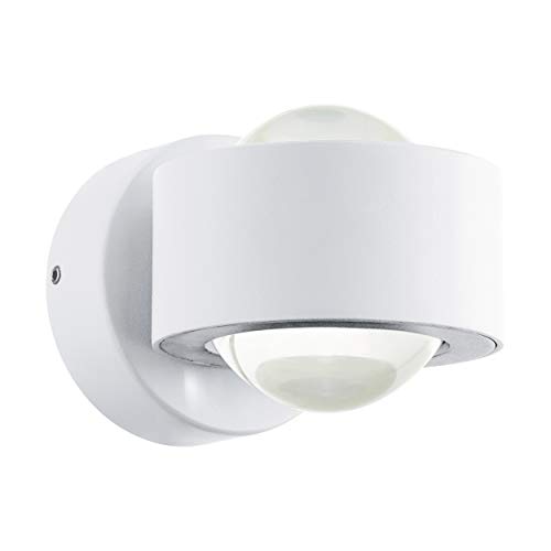 EGLO LED Außen Wandlampe Treviolo, 2 flammige Außenleuchte, LED Wandleuchte aus Aluminium-Guss in Weiß und Glas in Klar, LED Außenlampe warmweiß, IP44 von EGLO