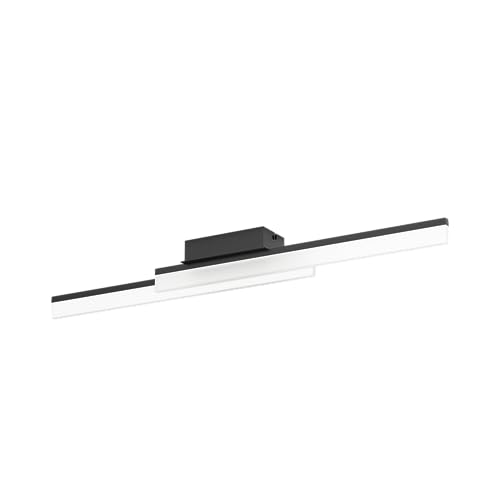 EGLO LED Deckenlampe Palmital, minimalistische Deckenleuchte, Badleuchte Decke aus Metall in Schwarz und Kunststoff in Weiß, Lampe Badezimmer, warmweiß, IP44, L 88 cm von EGLO